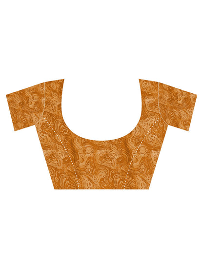 Beige Block Print Crepe Printed Saree