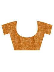 Beige Block Print Crepe Printed Saree