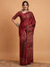 Maroon Maroon Block Print Pure Crepe Printed Saree
