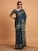 Blue Teal Block Print Pure Crepe Printed Saree
