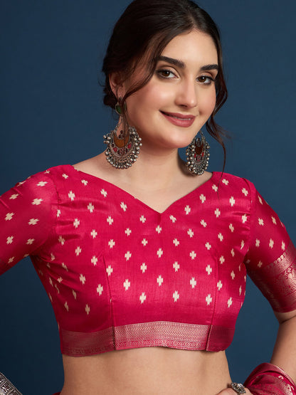 Pink Sungudi Silk Blend Printed Saree