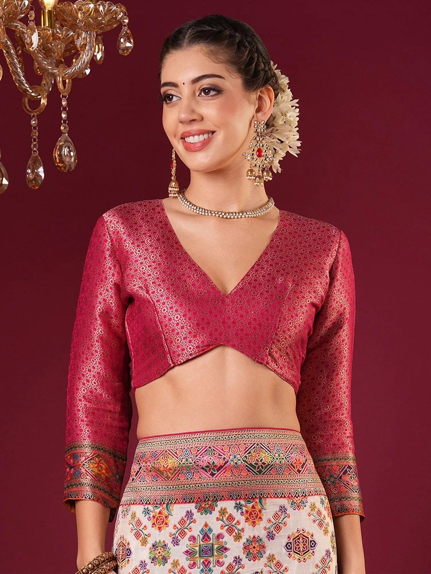 Cream Banarasi Viscose Silk Woven Saree