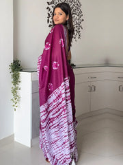 Magenta Block Print Cotton Printed Saree