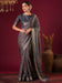 Grey Grey Sungudi Silk Blend Printed Saree