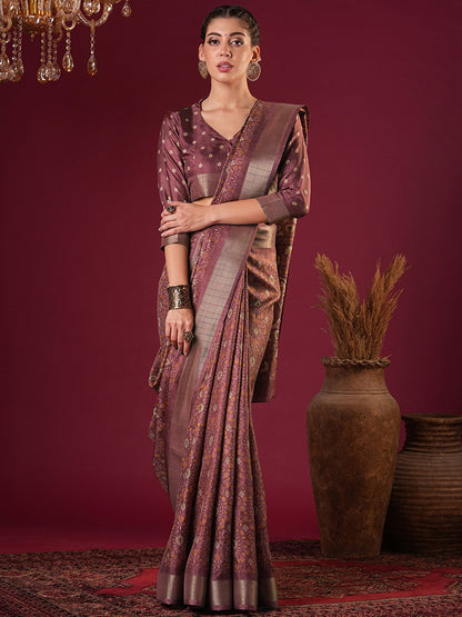 Pink Rose Sungudi Silk Blend Printed Saree