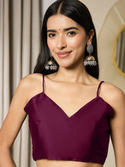 Magenta Party Wear Satin Embellished Ready To Wear Saree - The Dori Store