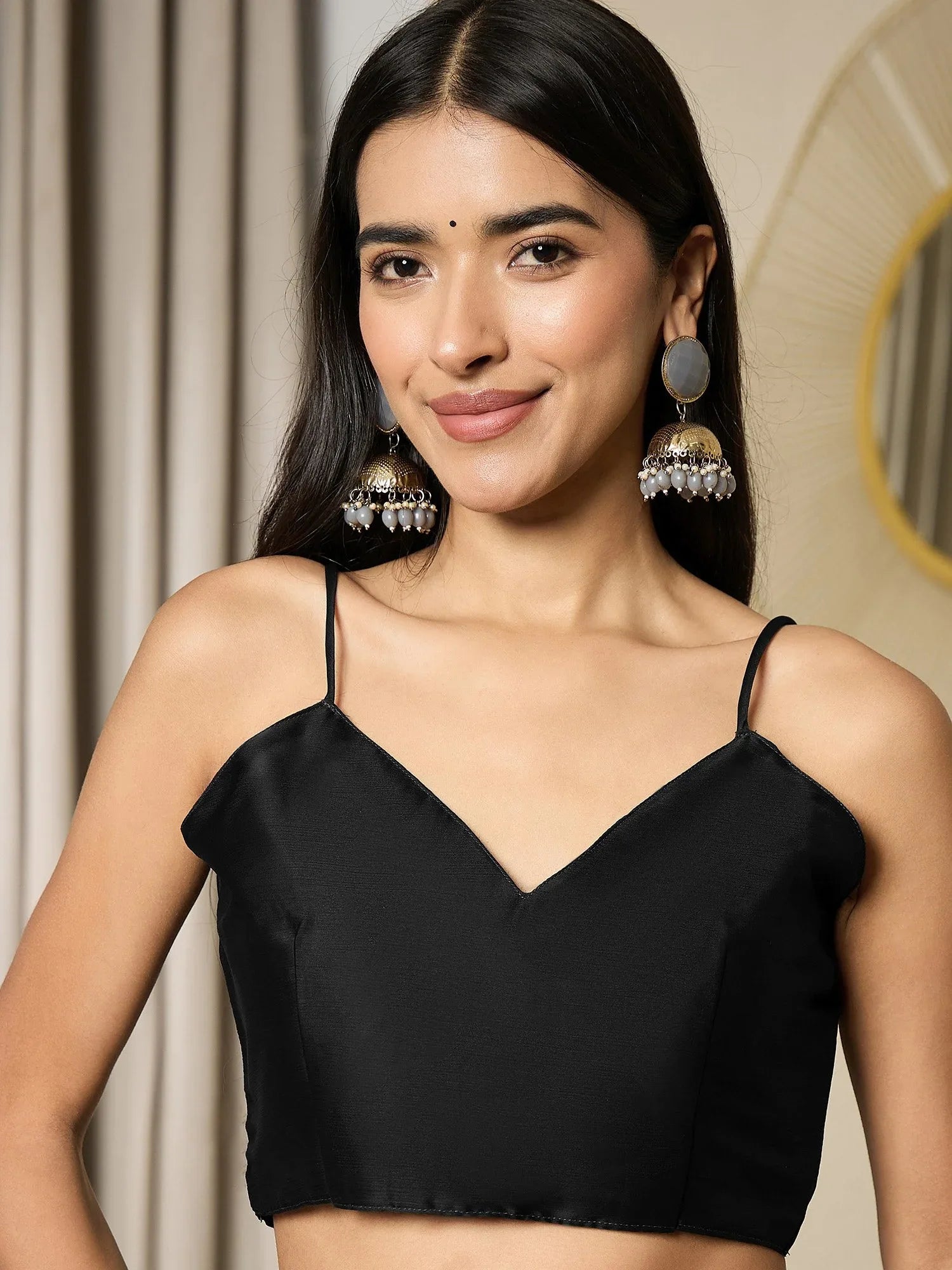 Black Party Wear Satin Embellished Ready To Wear Saree - The Dori Store