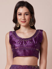 Purple Party Wear Paper Silk Embellished Saree