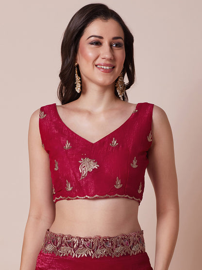 Pink Party Wear Satin Silk Embellished Saree