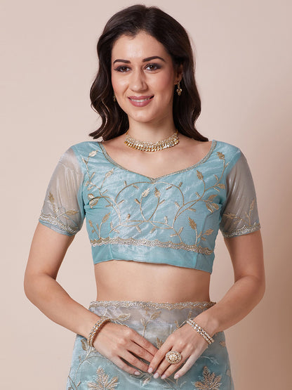 Light Party Wear Net Embellished Saree