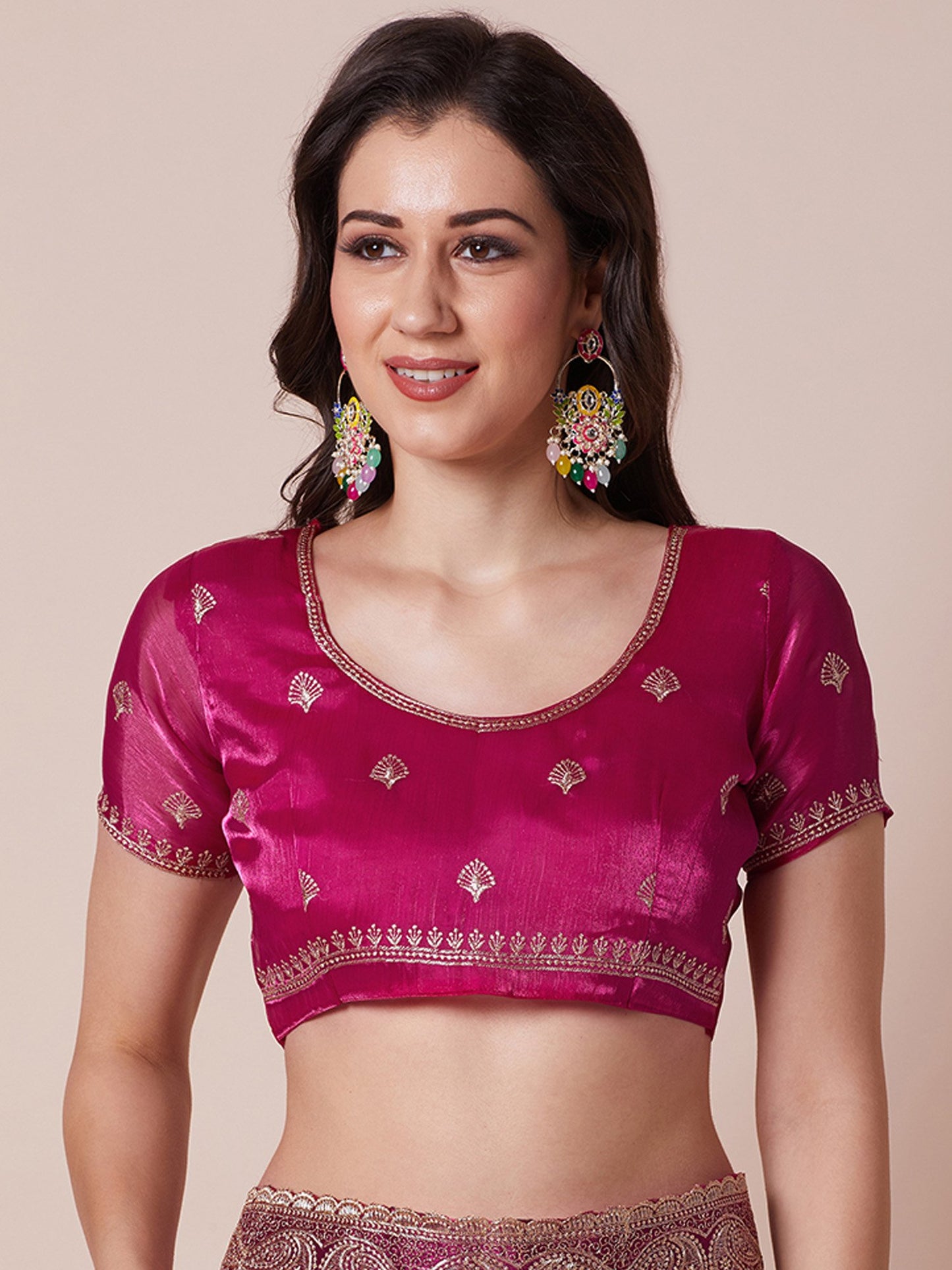 Pink Party Wear Organza Embroidered Saree