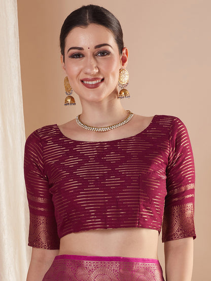 Magenta Banarasi Pure Georgette Woven Saree