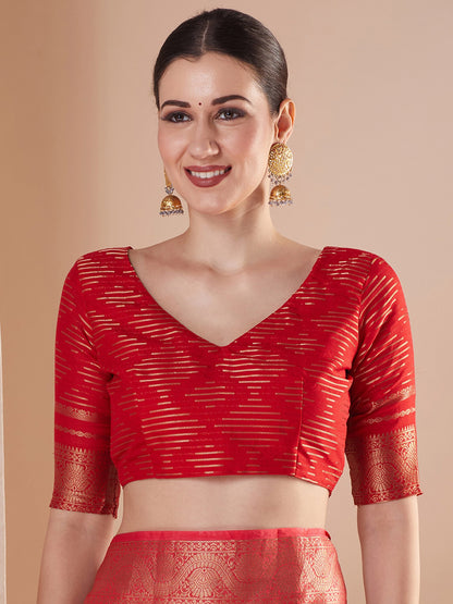 Red Banarasi Pure Georgette Woven Saree