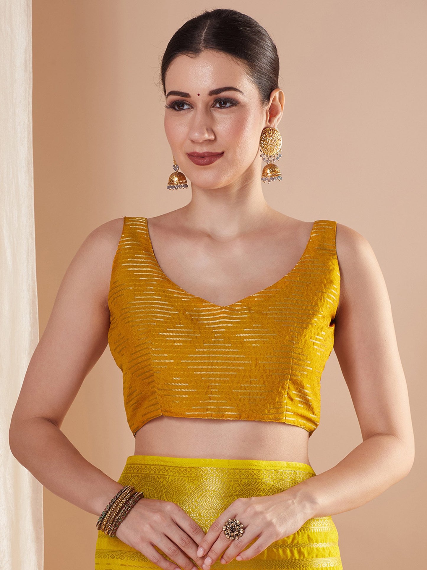 Yellow Banarasi Pure Georgette Woven Saree