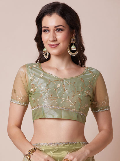 Light Party Wear Net Embellished Saree