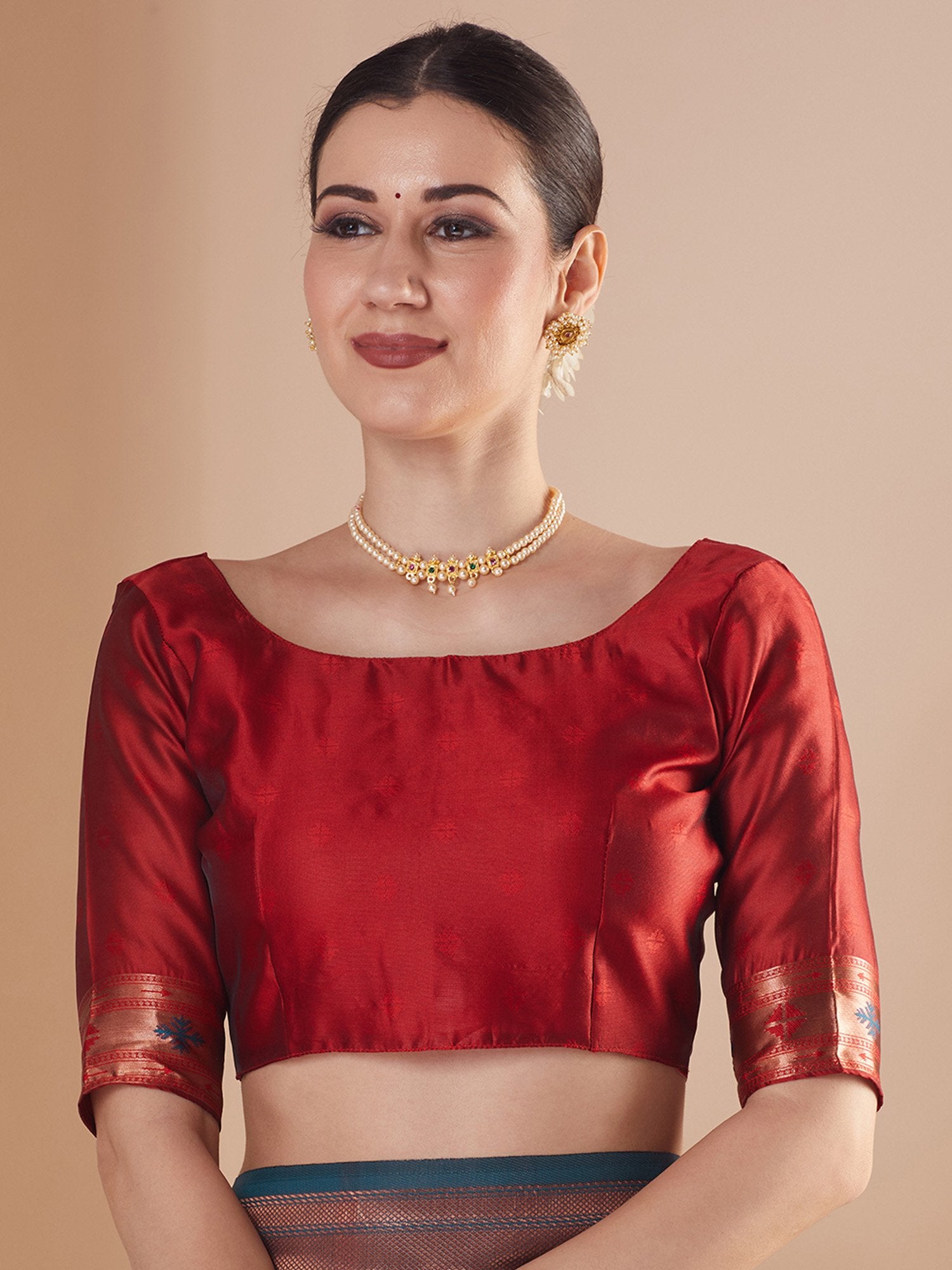 Teal Blue Paithani Silk Blend Festive Saree