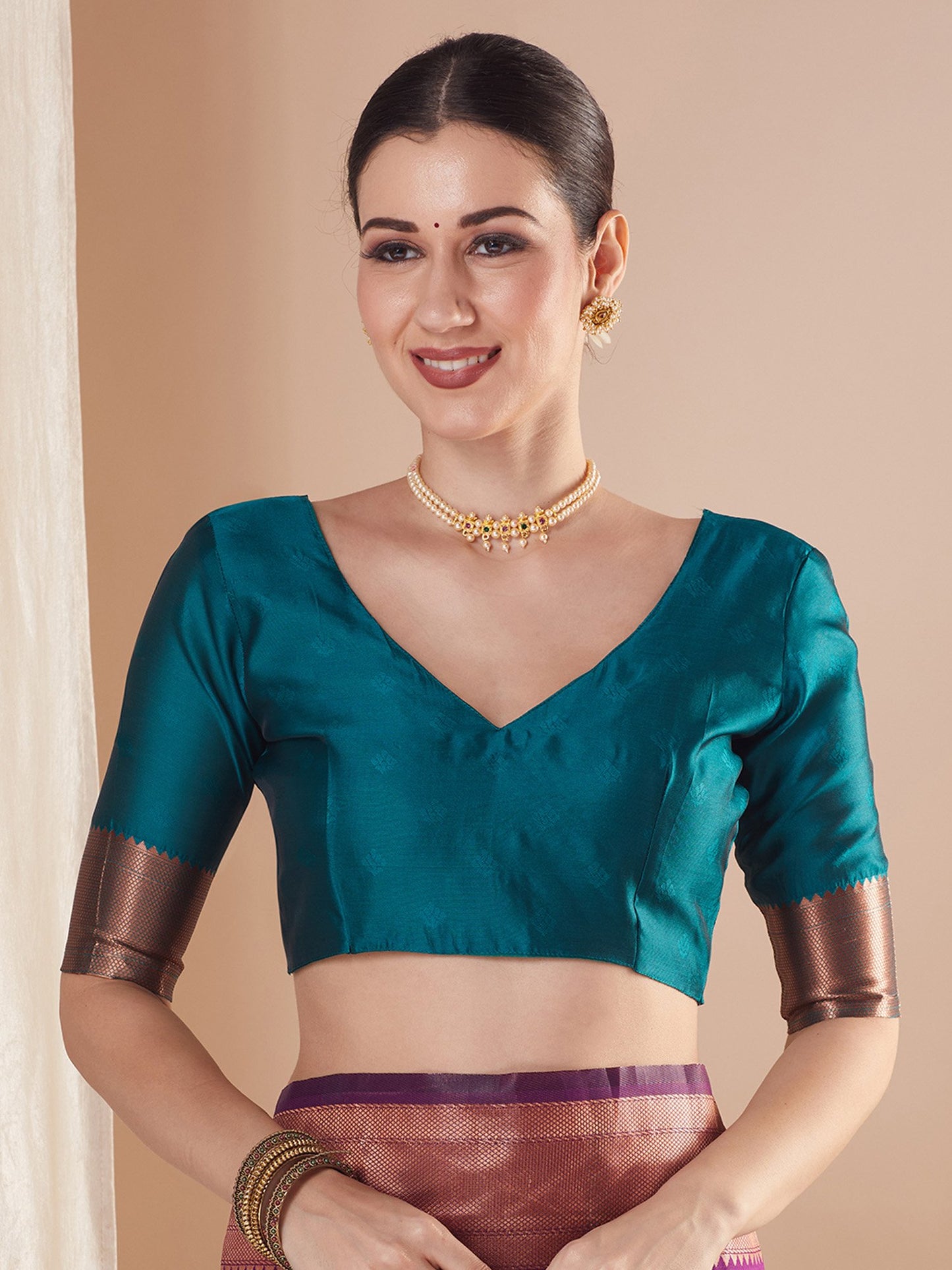 Purple Paithani Silk Blend Woven Saree