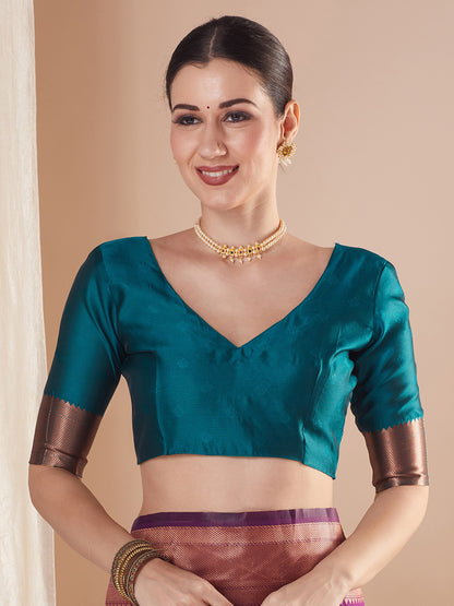 Purple Paithani Silk Blend Woven Saree