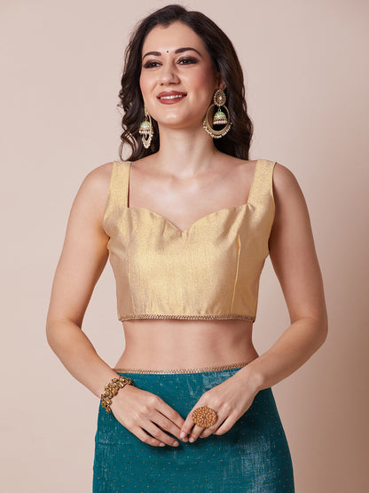 Teal Party Wear Satin Silk Embellished Saree