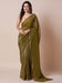 Green Olive Party Wear Satin Silk Embellished Saree