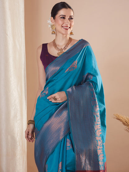 Light Banarasi Silk Blend Woven Saree