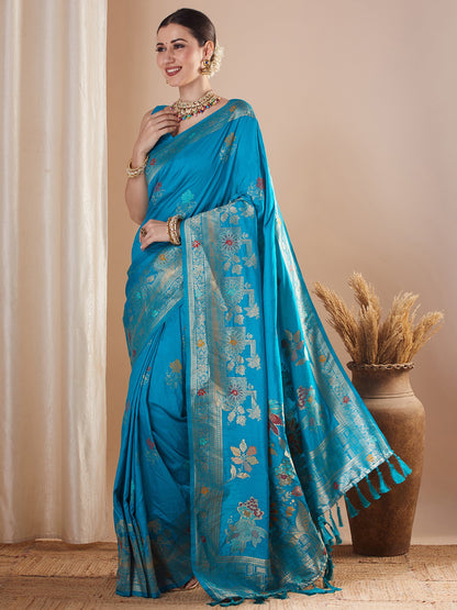 Light Banarasi Silk Blend Woven Saree