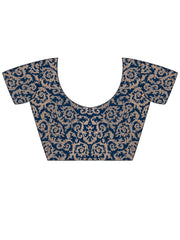 Teal Blue Party Wear Pure Chiffon Embroidered Saree