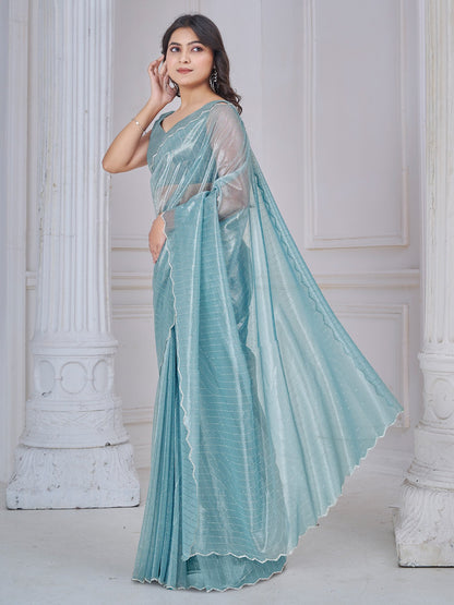 Light Party Wear Net Embellished Saree