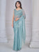 Blue Light Party Wear Net Embellished Saree