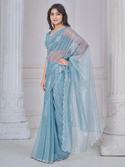 Light Party Wear Net Embellished Saree