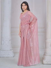 Pink Party Wear Net Embellished Saree