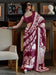 Purple Magenta Block Print Crepe Printed Saree