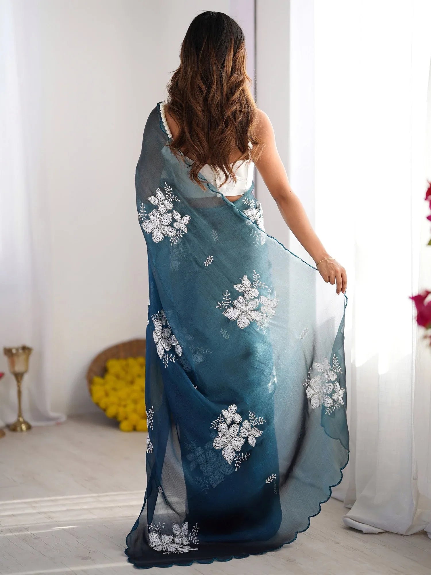 partywear designer saree for festive occasions