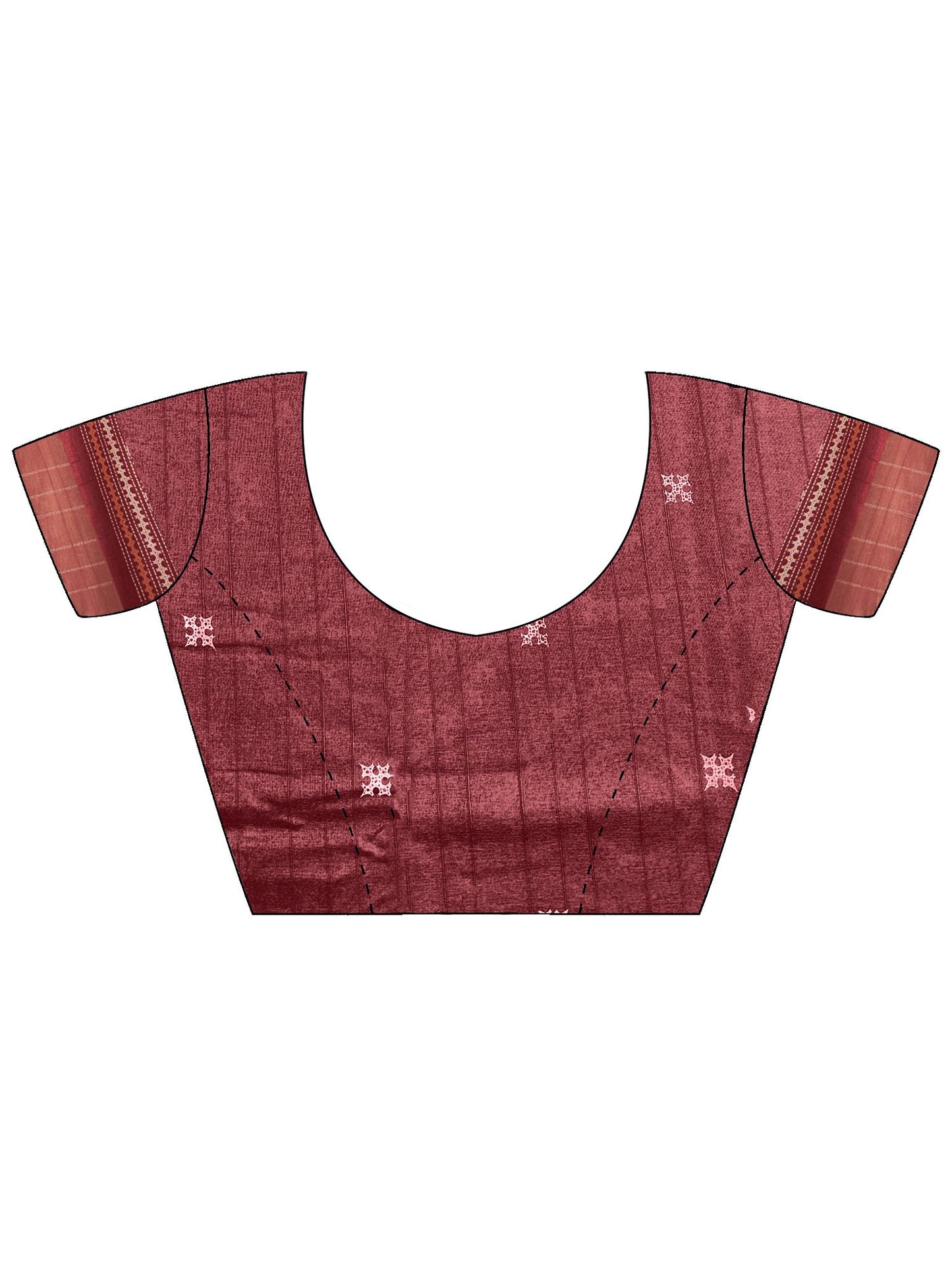 Maroon Block Print Silk Blend Printed Saree