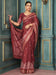 Maroon Maroon Block Print Silk Blend Printed Saree