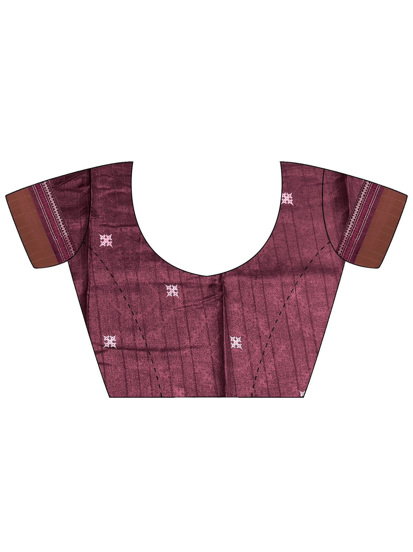 Burgundy Block Print Silk Blend Printed Saree