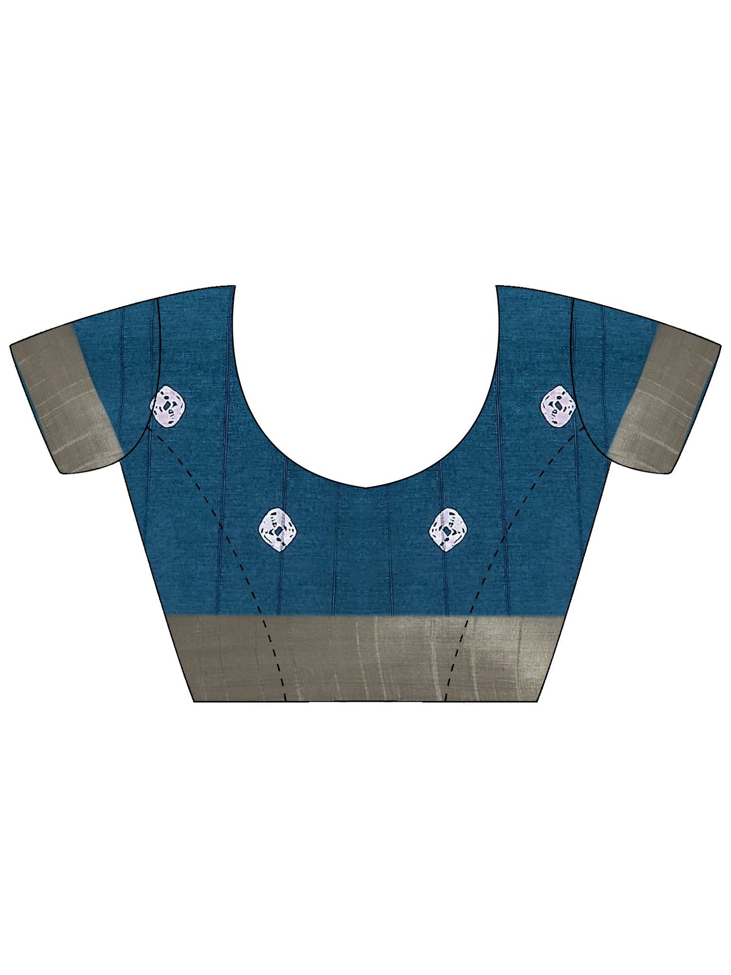 Navy Block Print Silk Blend Printed Saree