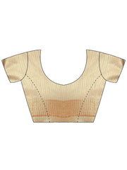 Cream Party Wear Linen Woven Saree