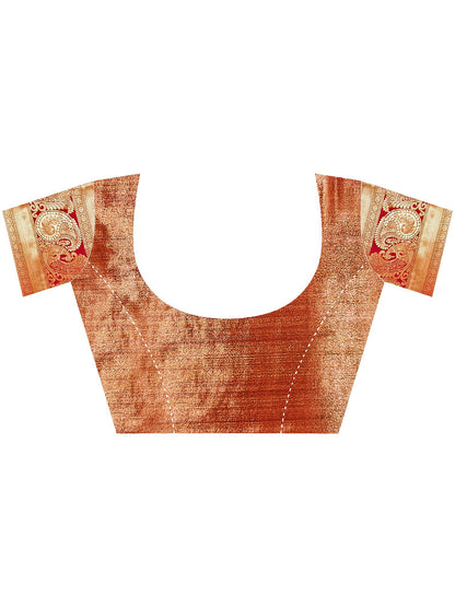 Orange Kanjeevaram Silk Blend Woven Saree