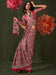 Red Red Block Print Crepe Printed Saree