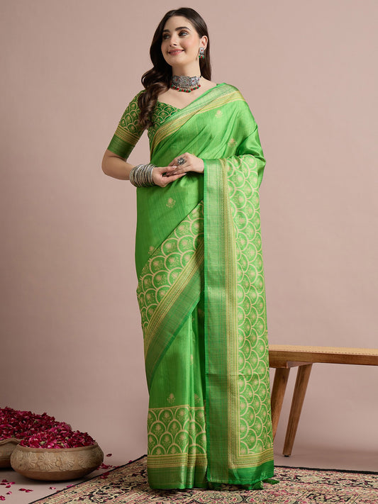 Green Light Sungudi Cotton Blend Printed Saree
