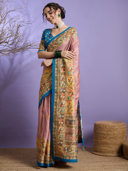 Mauve Banarasi Dola Silk Embellished Saree