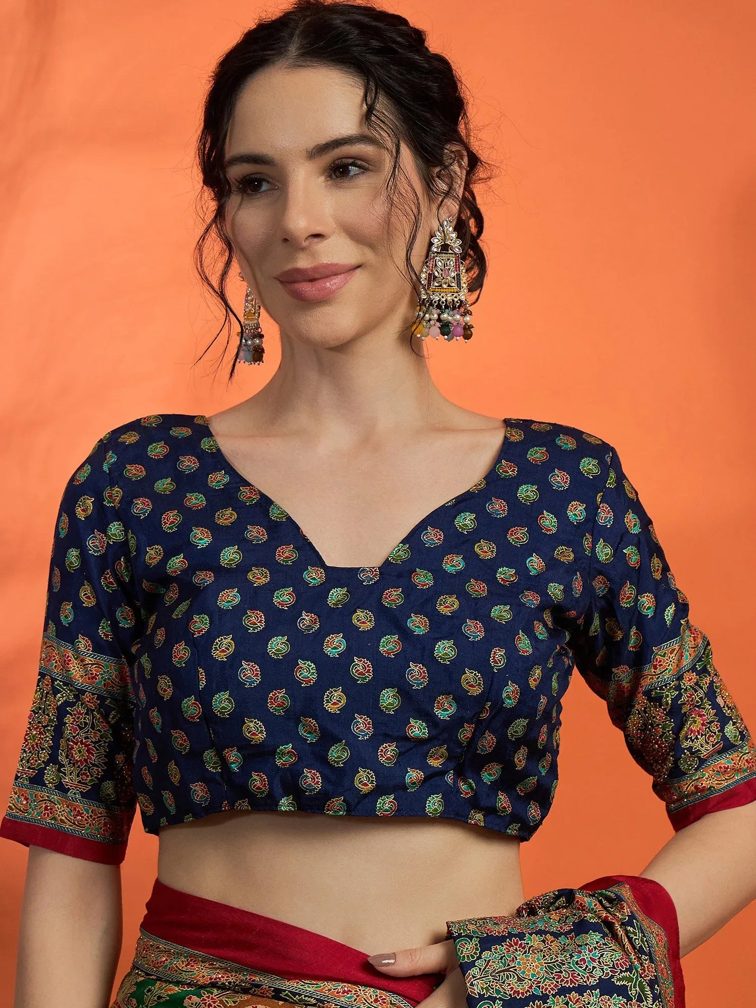 Beige Banarasi Dola Silk Embellished Saree