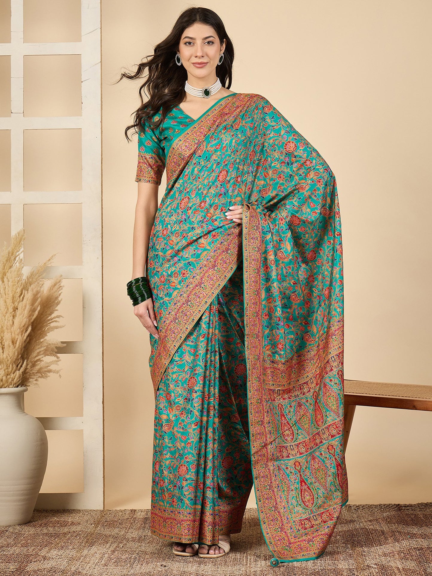 Blue Light Banarasi Dola Silk Woven Saree