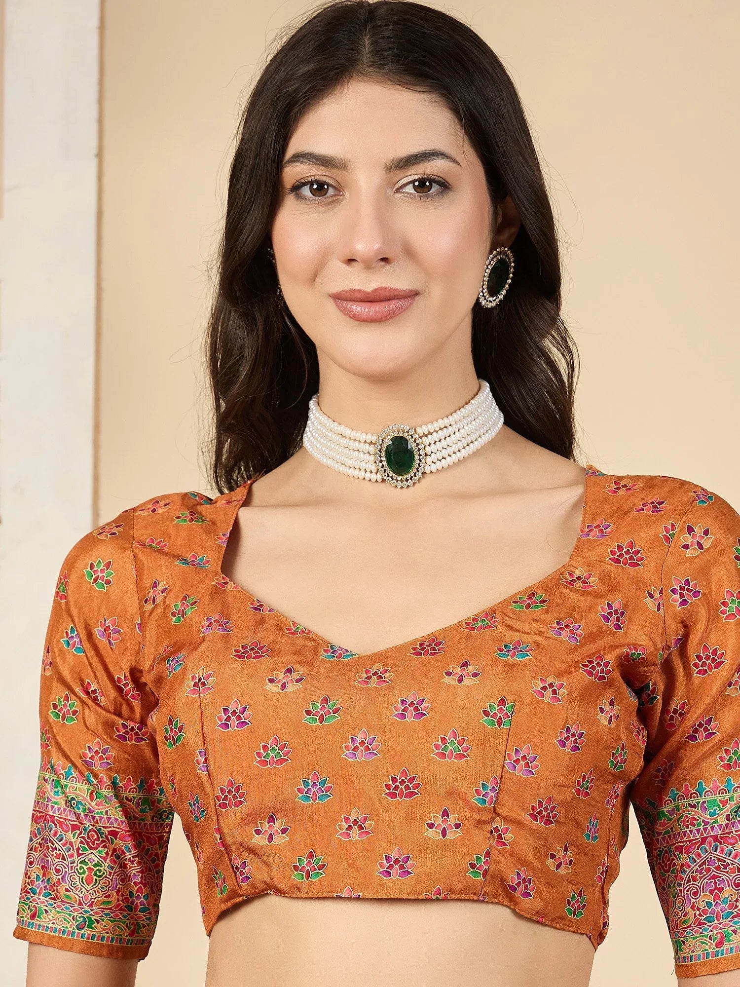 Orange Banarasi Dola Silk Woven Saree