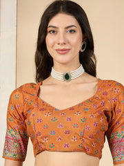 Orange Banarasi Dola Silk Woven Saree