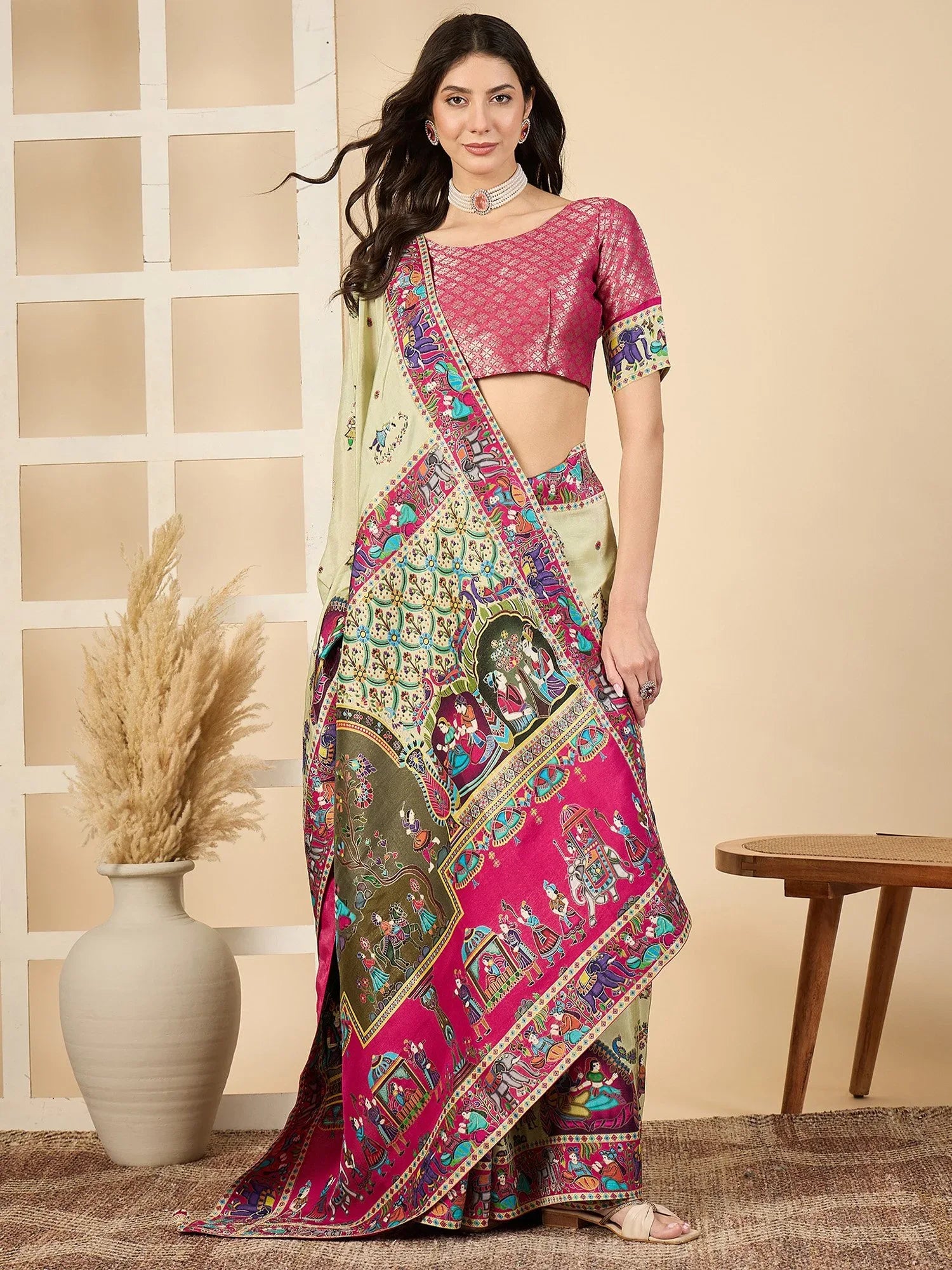 Light Banarasi Viscose Silk Woven Saree - The Dori Store