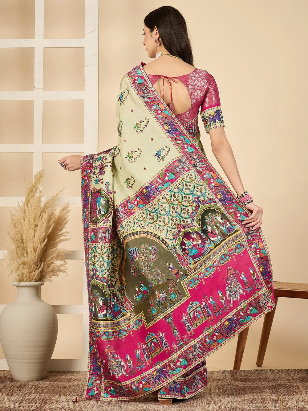 Light Banarasi Viscose Silk Woven Saree - The Dori Store