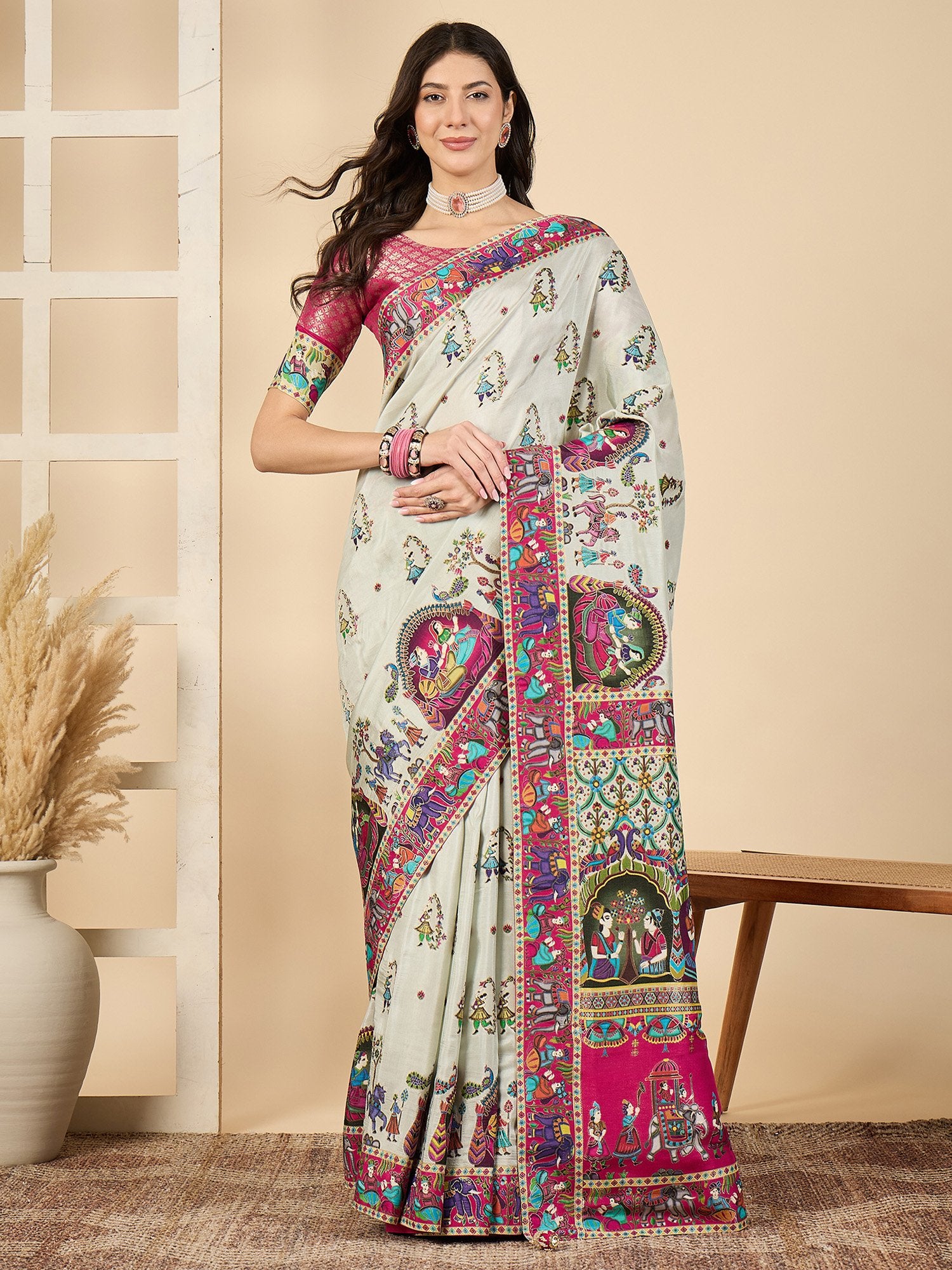 Green Sea Banarasi Viscose Silk Woven Saree