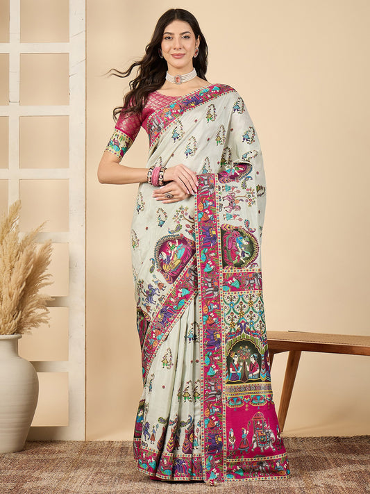 Green Sea Banarasi Viscose Silk Woven Saree